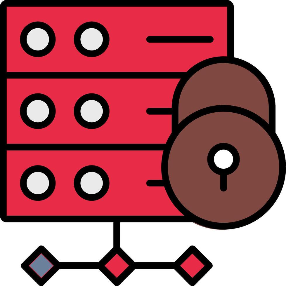 Server Secure Line Filled Icon vector