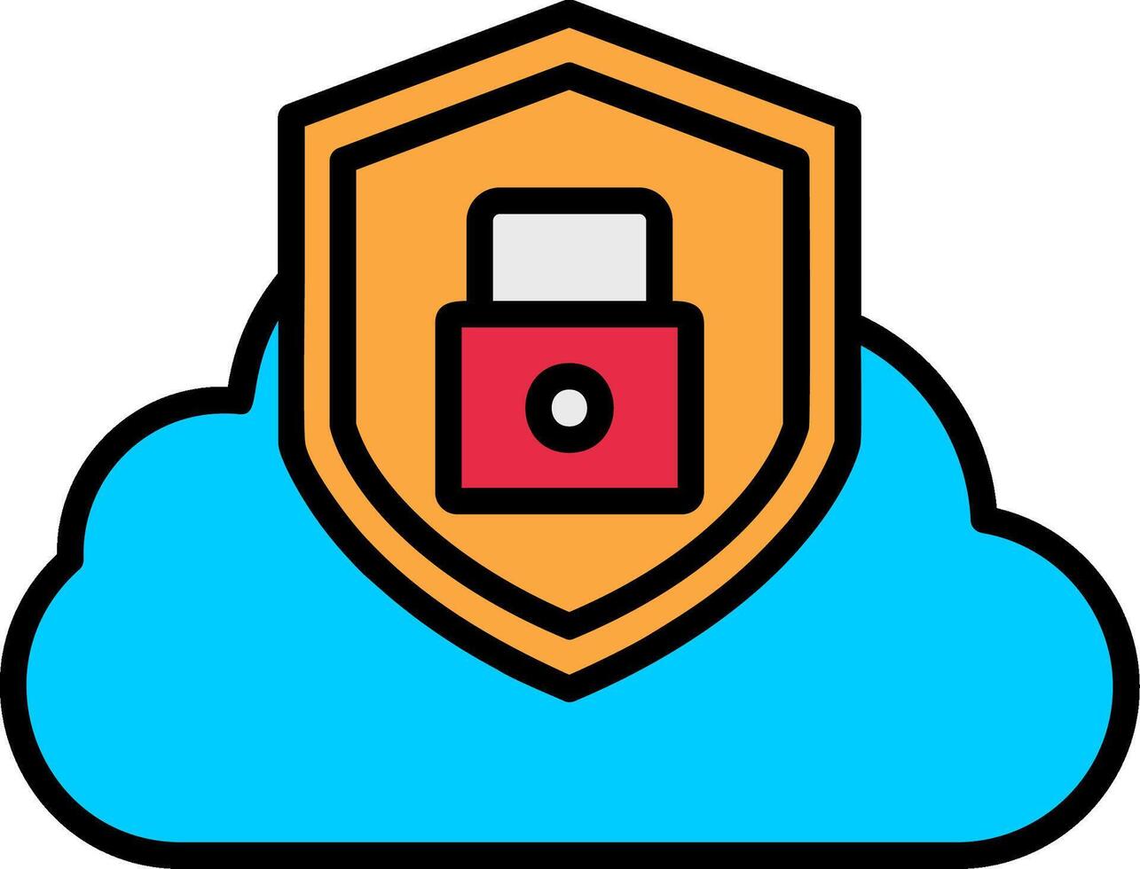 Cloud Security Line Filled Icon vector