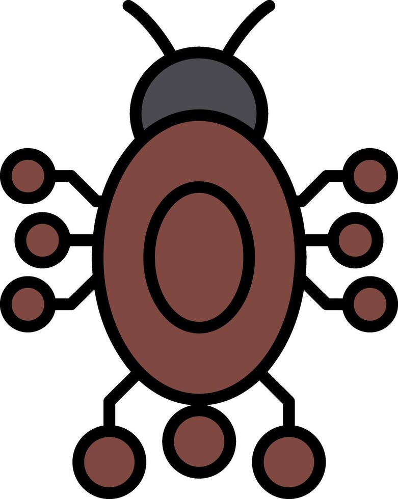 Digital Bug Line Filled Icon vector