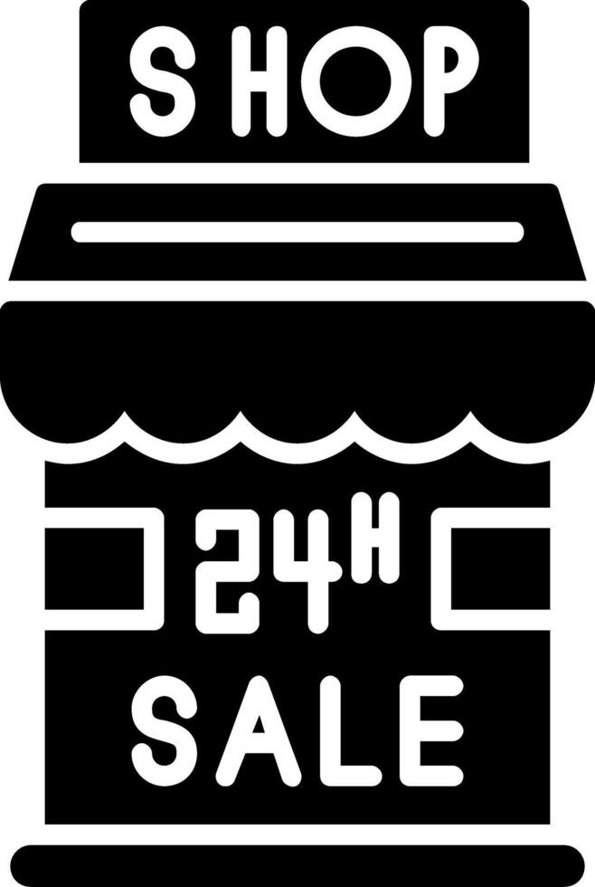 24 Hour Sale Glyph Icon vector