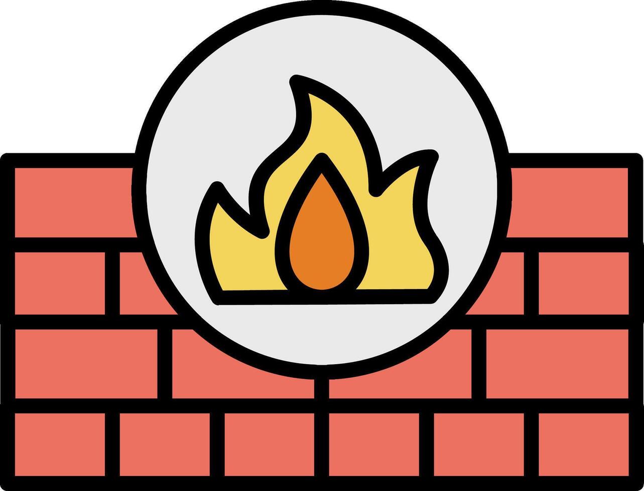 Firewall Line Filled Icon vector