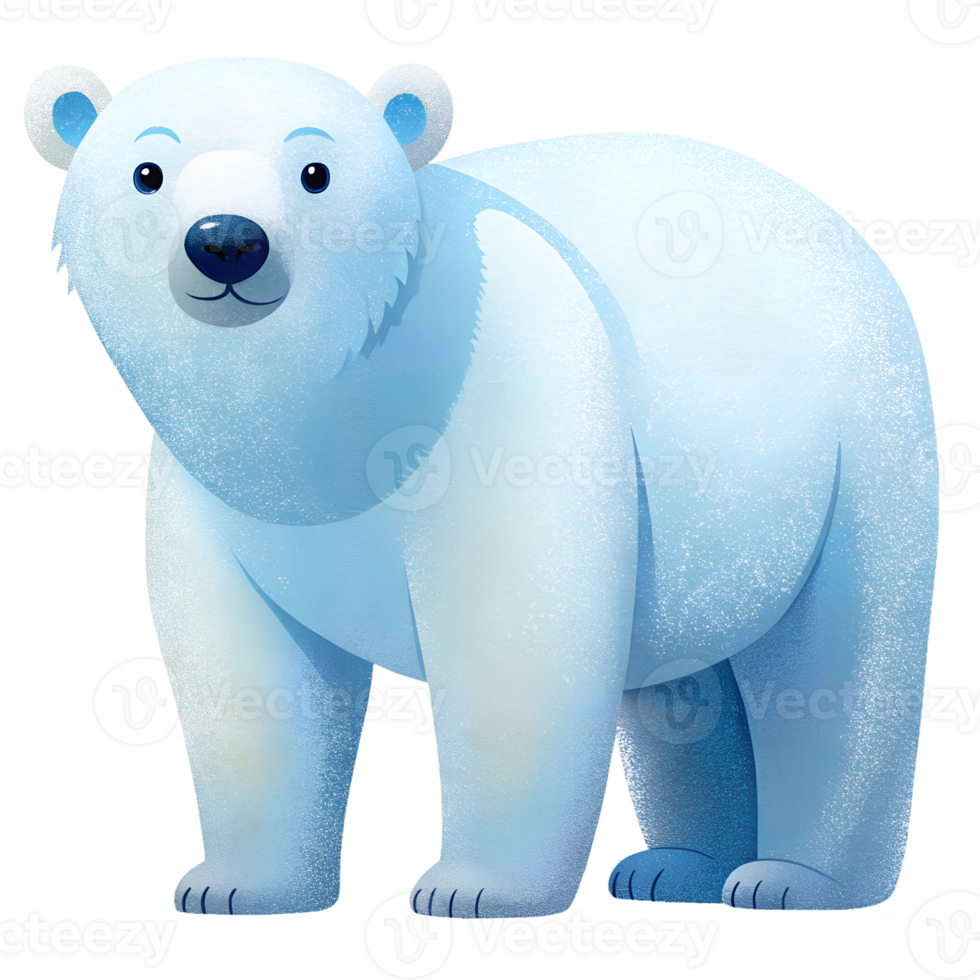 , Cartoon style illustration of polar bear isolated on transparent background png