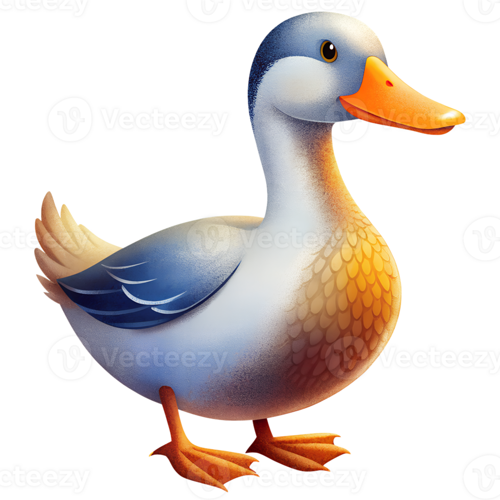 , cute Duck comic style isolated on transparent background png