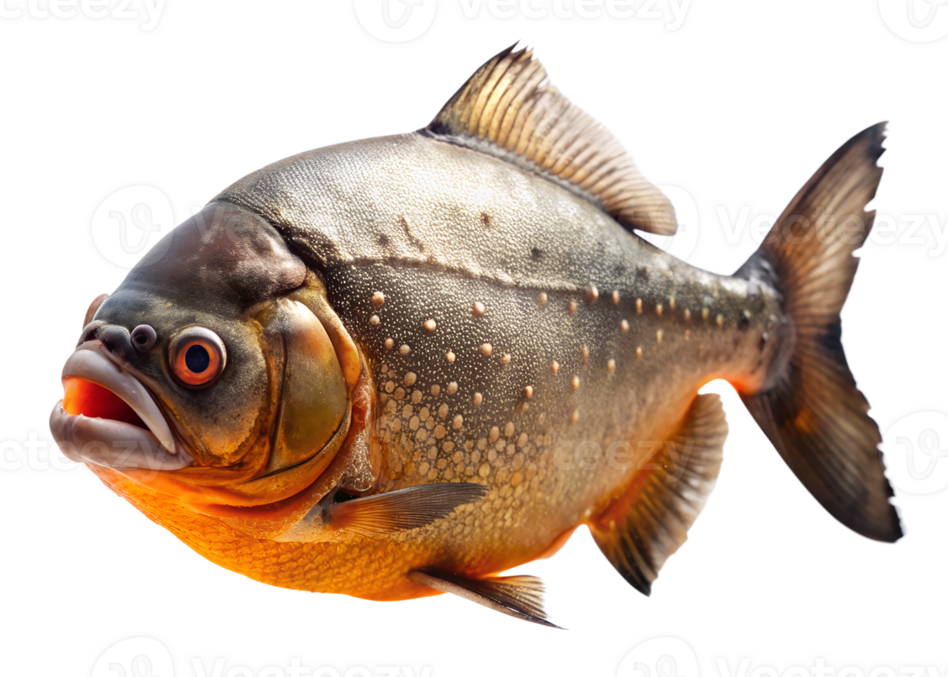 , Piranha swiming isolated on transparent background png