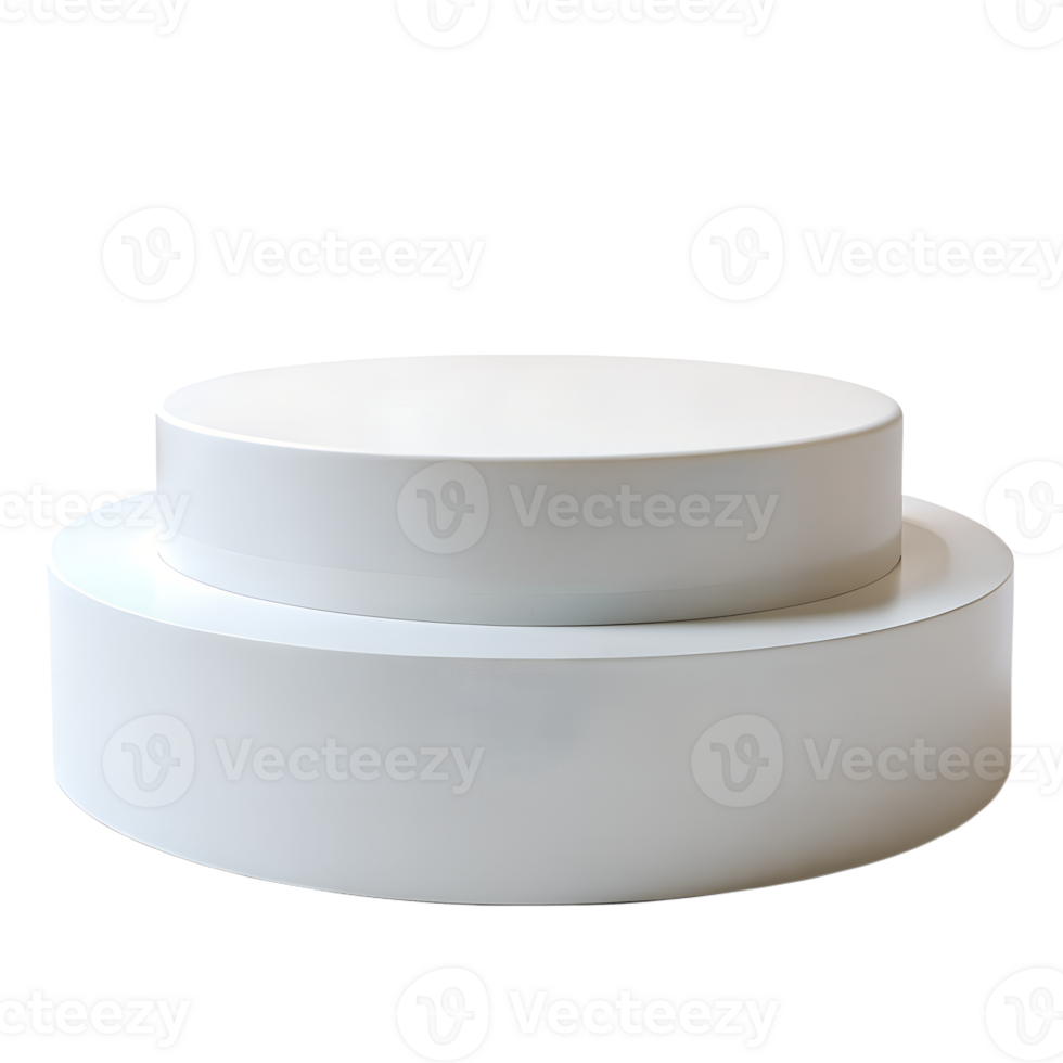 , 3d style illustration of Empty white round podium for displaying merchandise, isolated on transparent background png