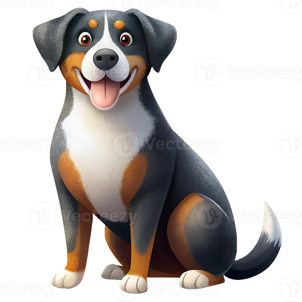 , greater swiss mountain dog sitting. isolated on transparent background png