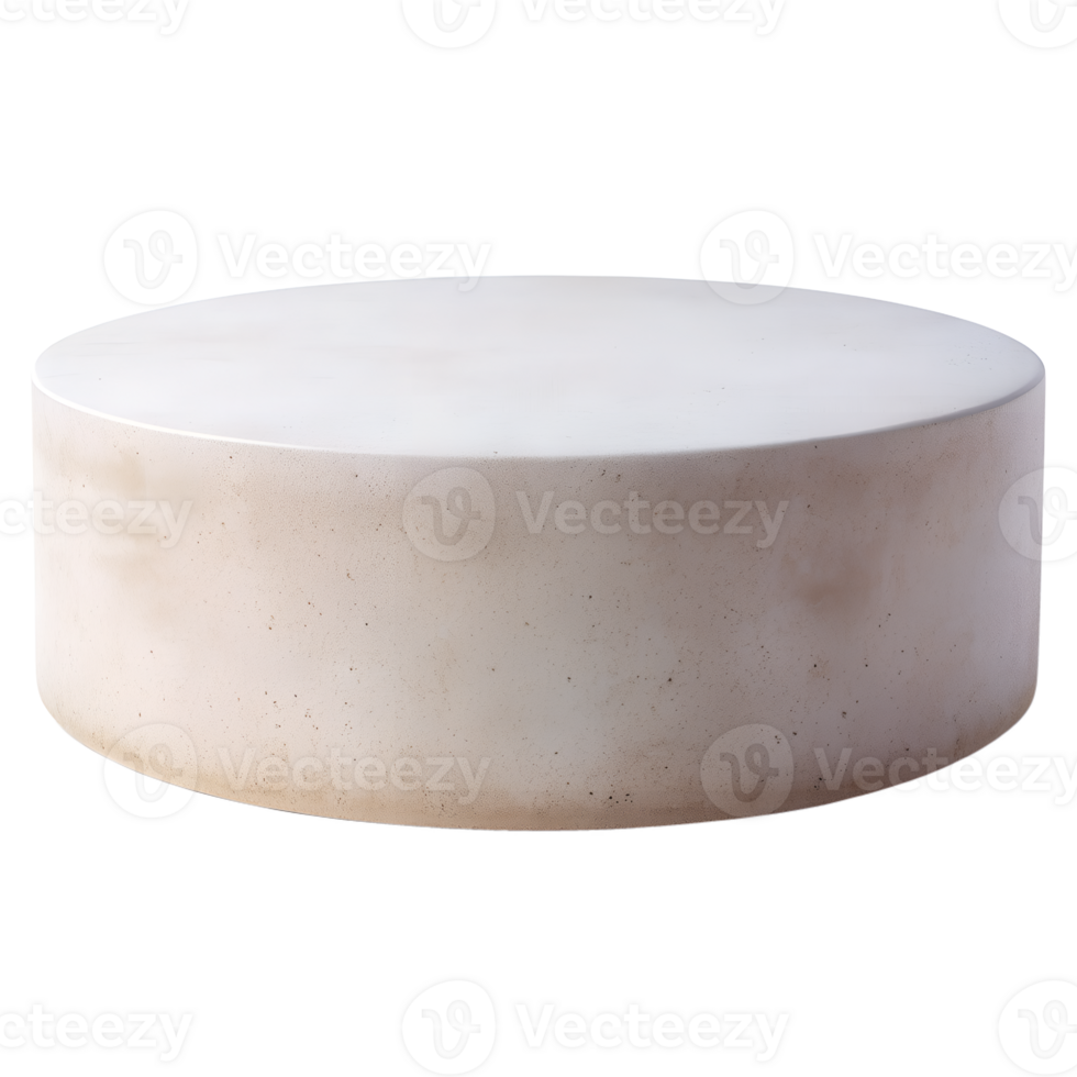 , 3d style illustration of Empty white cement round podium for displaying merchandise, isolated on transparent background png