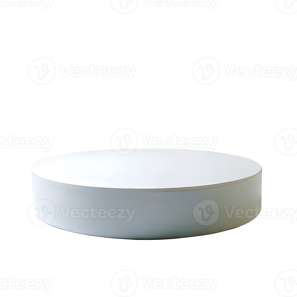 , 3d style illustration of Empty white round podium for displaying merchandise, isolated on transparent background png