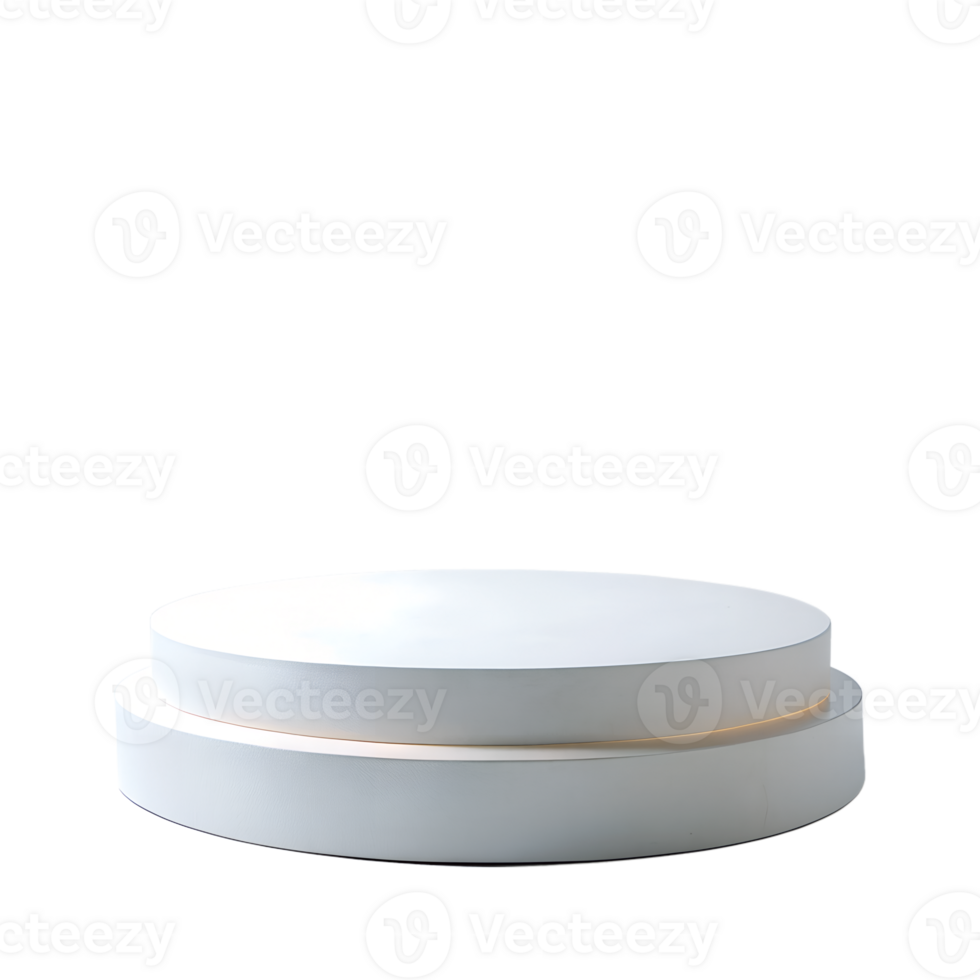 , 3d style illustration of Empty white round podium for displaying merchandise, isolated on transparent background png