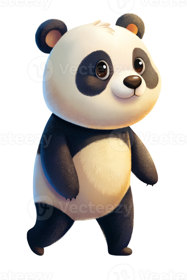 , cute panda walking isolated on transparent background png