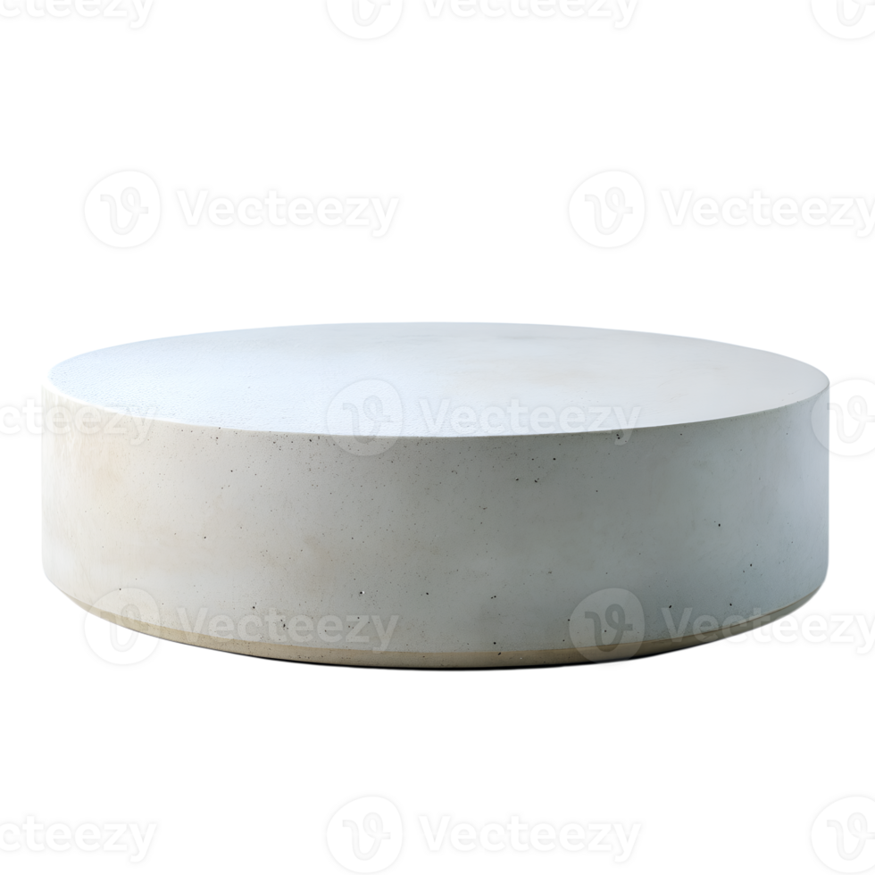 , 3d style illustration of Empty white cement round podium for displaying merchandise, isolated on transparent background png