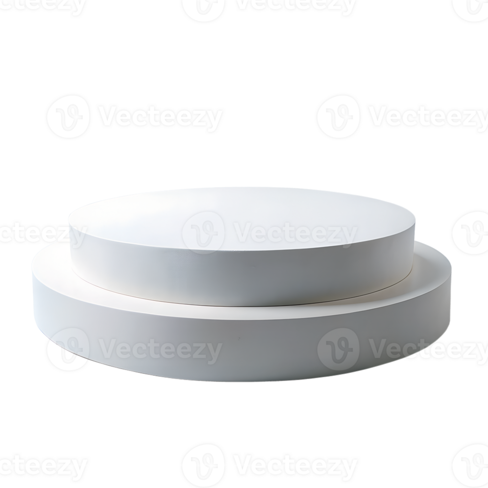 , 3d style illustration of Empty white round podium for displaying merchandise, isolated on transparent background png