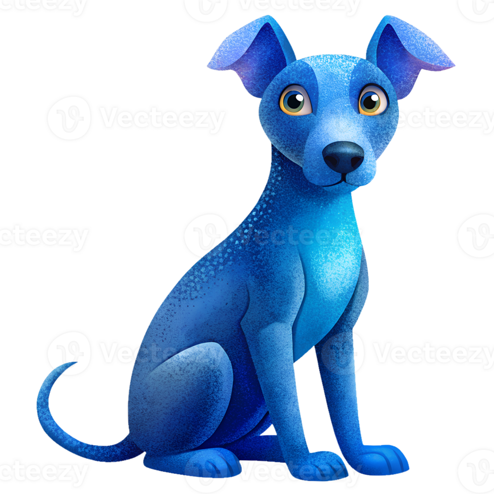 , Cute Blue Lacy, sitting isolated on transparent background png