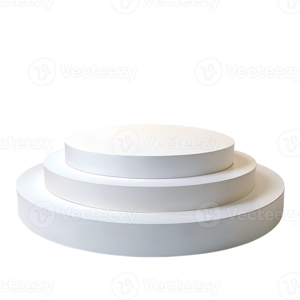 , 3d style illustration of Empty white round podium for displaying merchandise, isolated on transparent background png