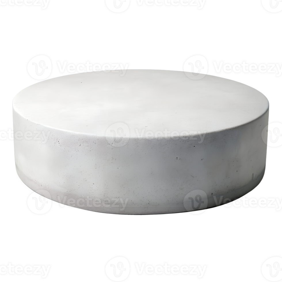 , 3d style illustration of Empty white cement round podium for displaying merchandise, isolated on transparent background png