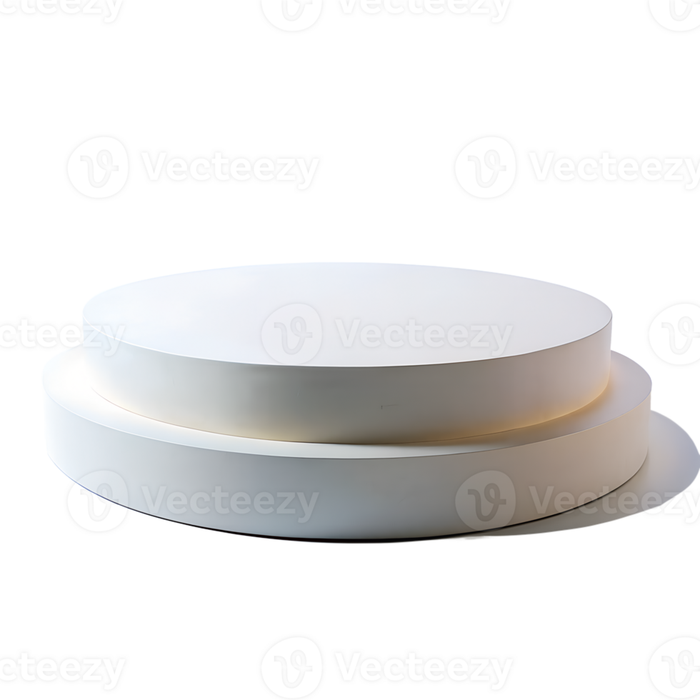, 3d style illustration of Empty white round podium for displaying merchandise, isolated on transparent background png
