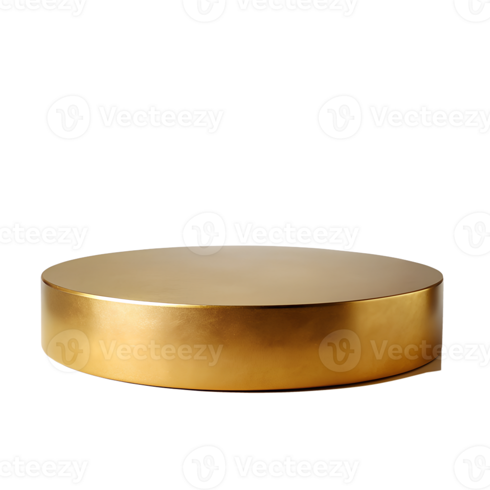 , 3d style of Empty gold round podium for displaying merchandise, isolated on transparent background png
