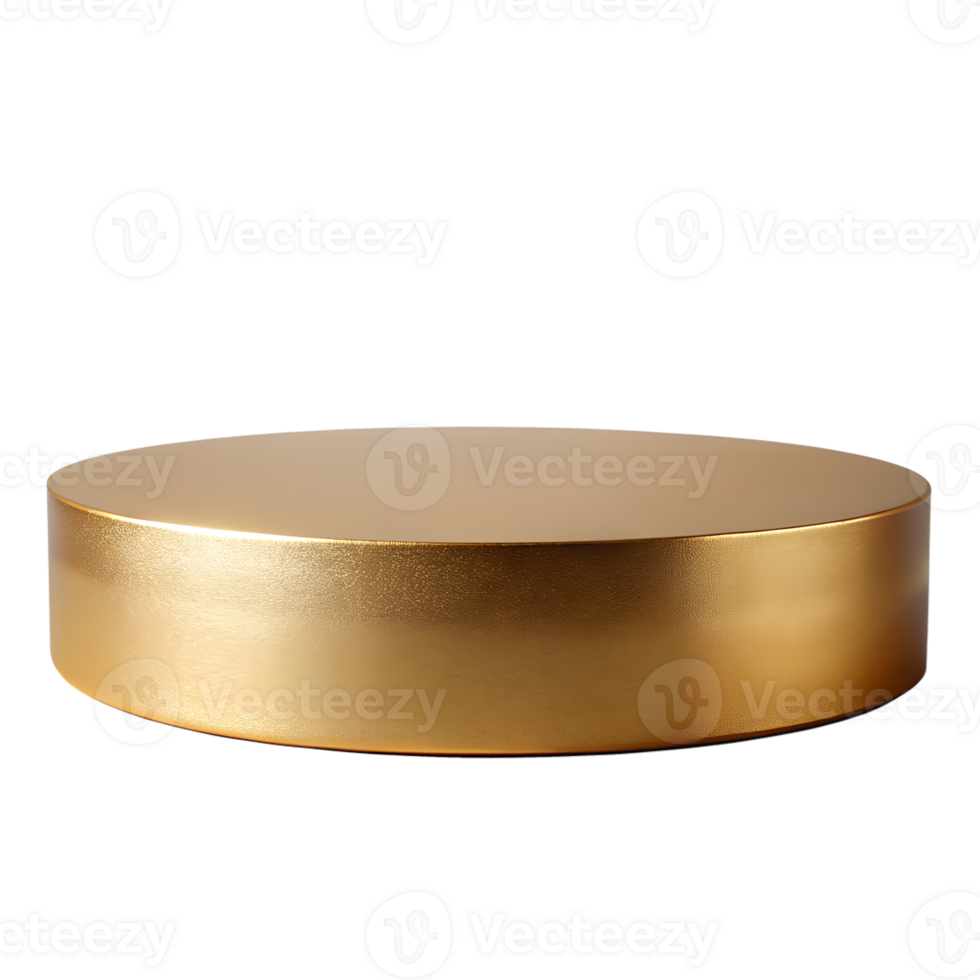, 3d style of Empty gold round podium for displaying merchandise, isolated on transparent background png
