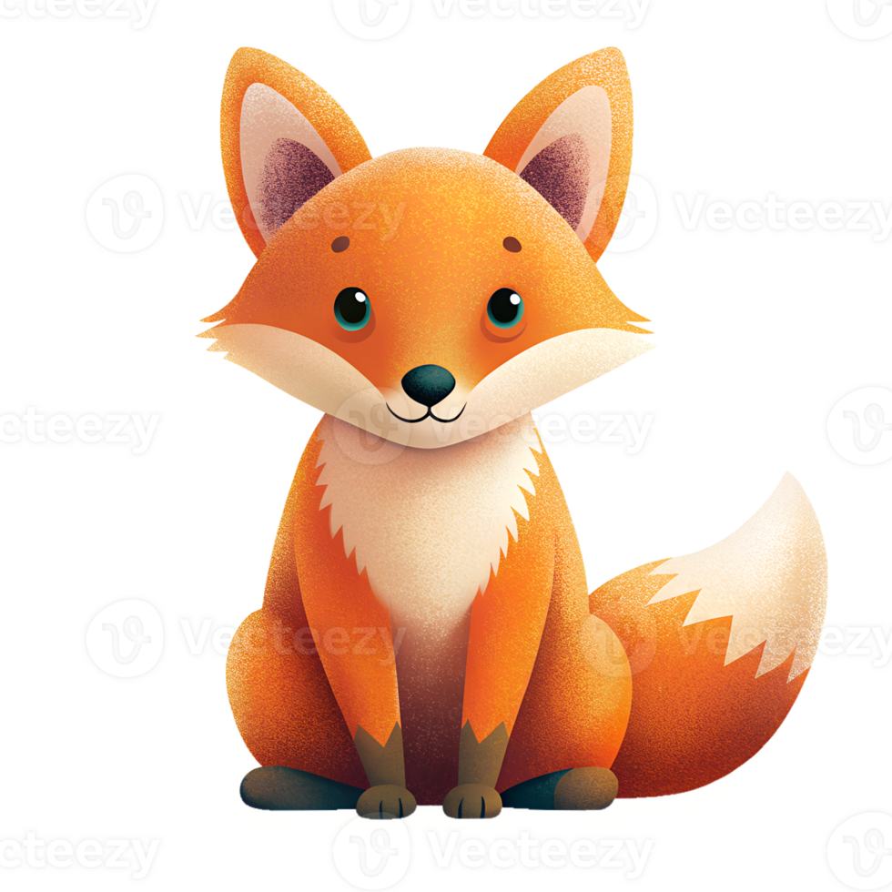 , cute Fox sitting isolated on transparent background png