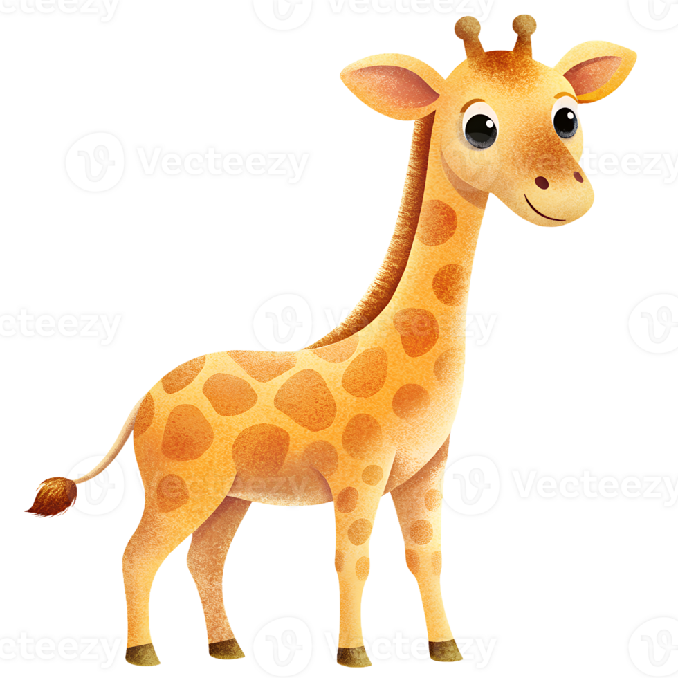 , cute giraffe isolated on transparent background png