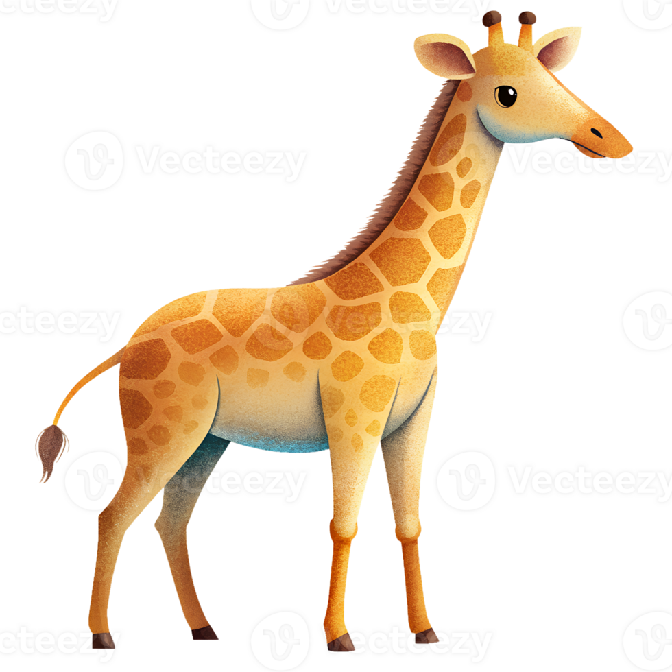 , cute giraffe isolated on transparent background png
