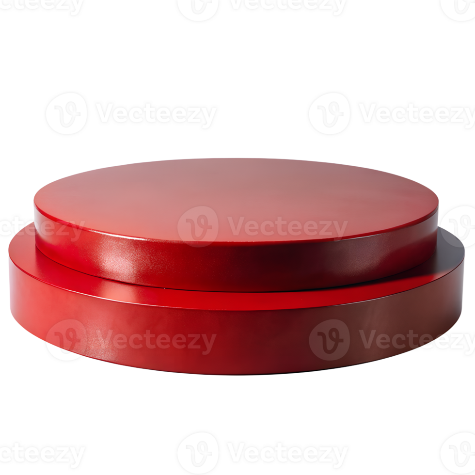 , 3d style illustration of Empty red round podium for displaying merchandise, isolated on transparent background png