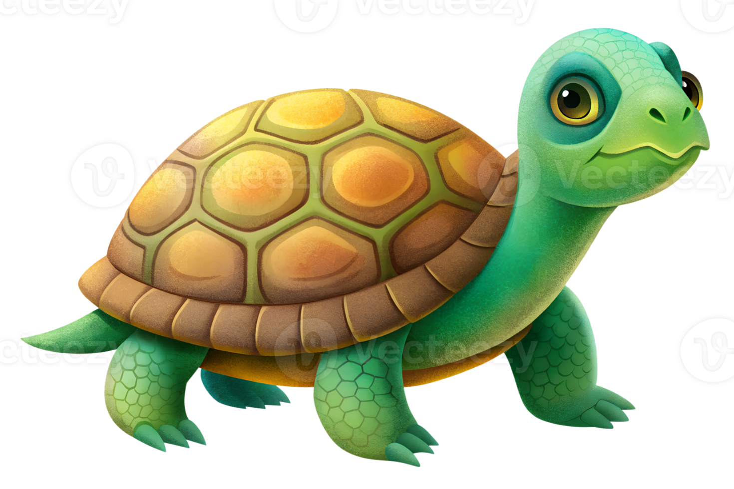 , Cartoon style illustration, turtle isolated on transparent background png