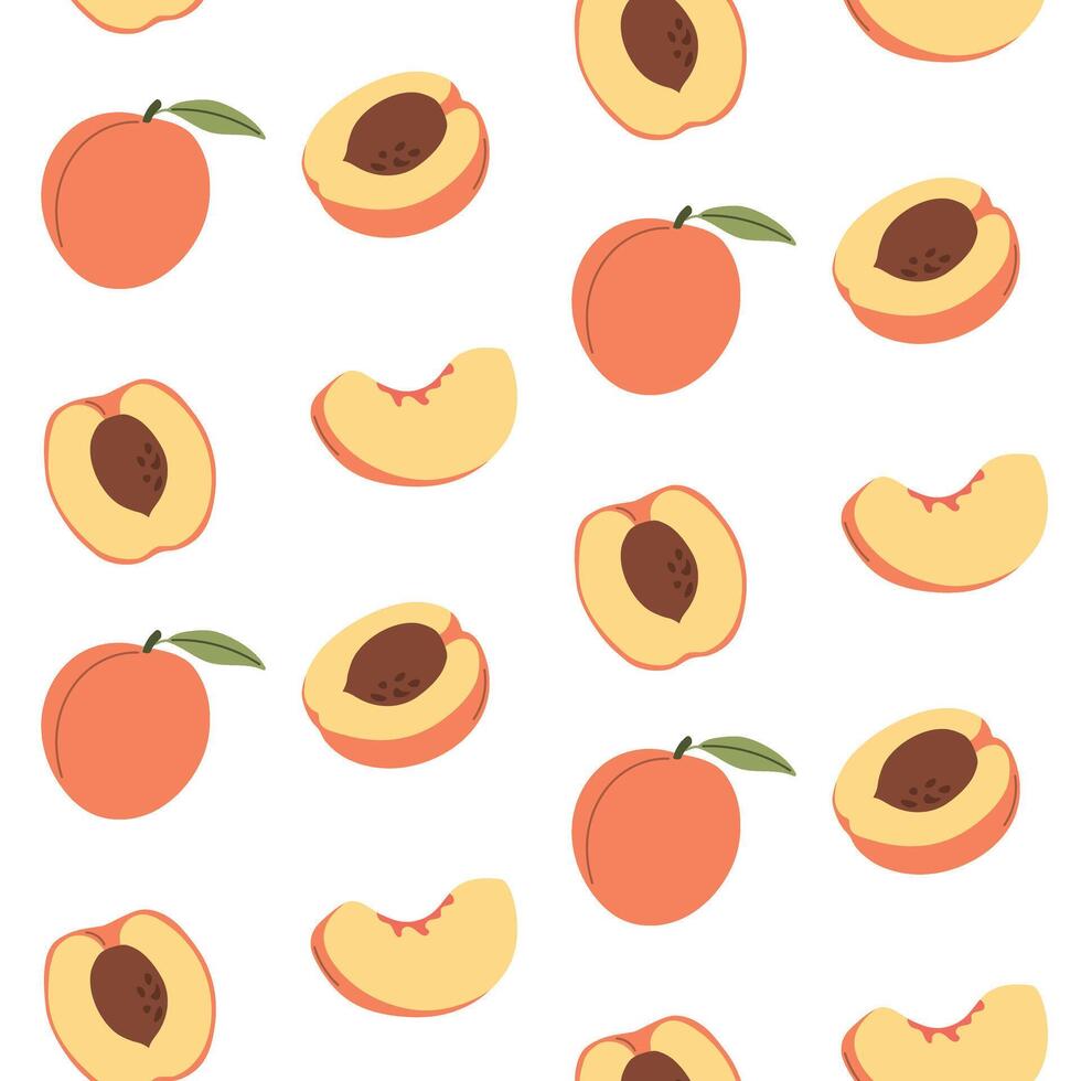 Seamless peach pattern, half peach pattern, summer fruit pattern vector