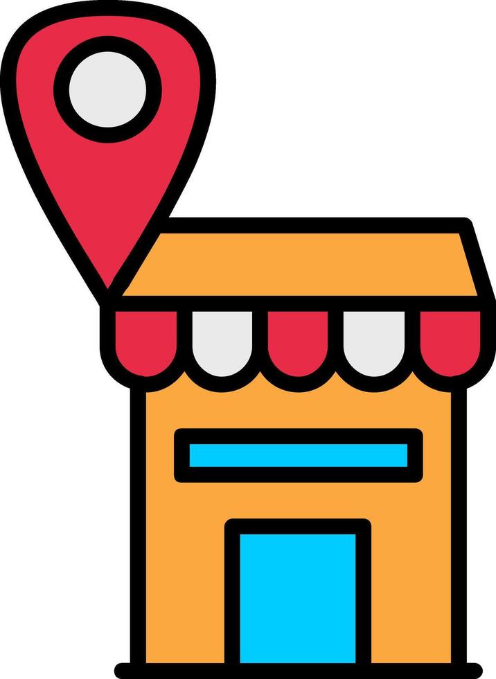 Shop Location Line Filled Icon vector