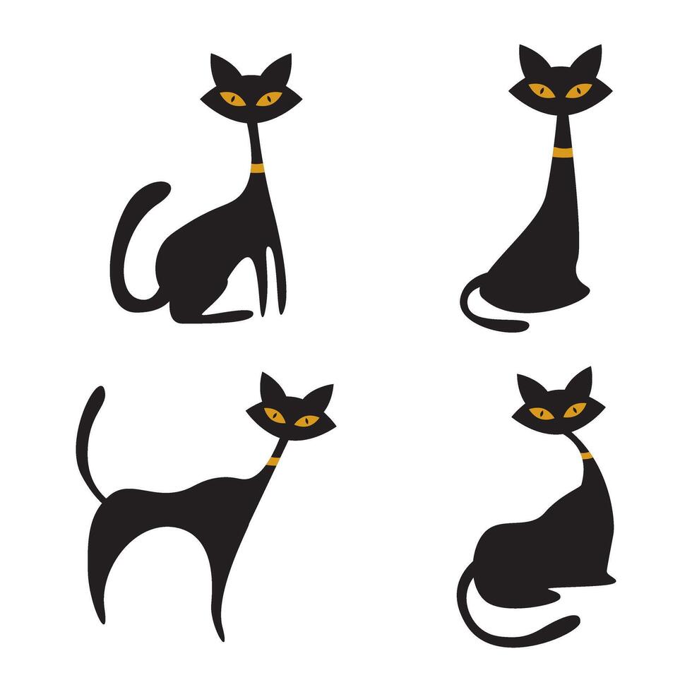 Mid-Century Black Cat vector