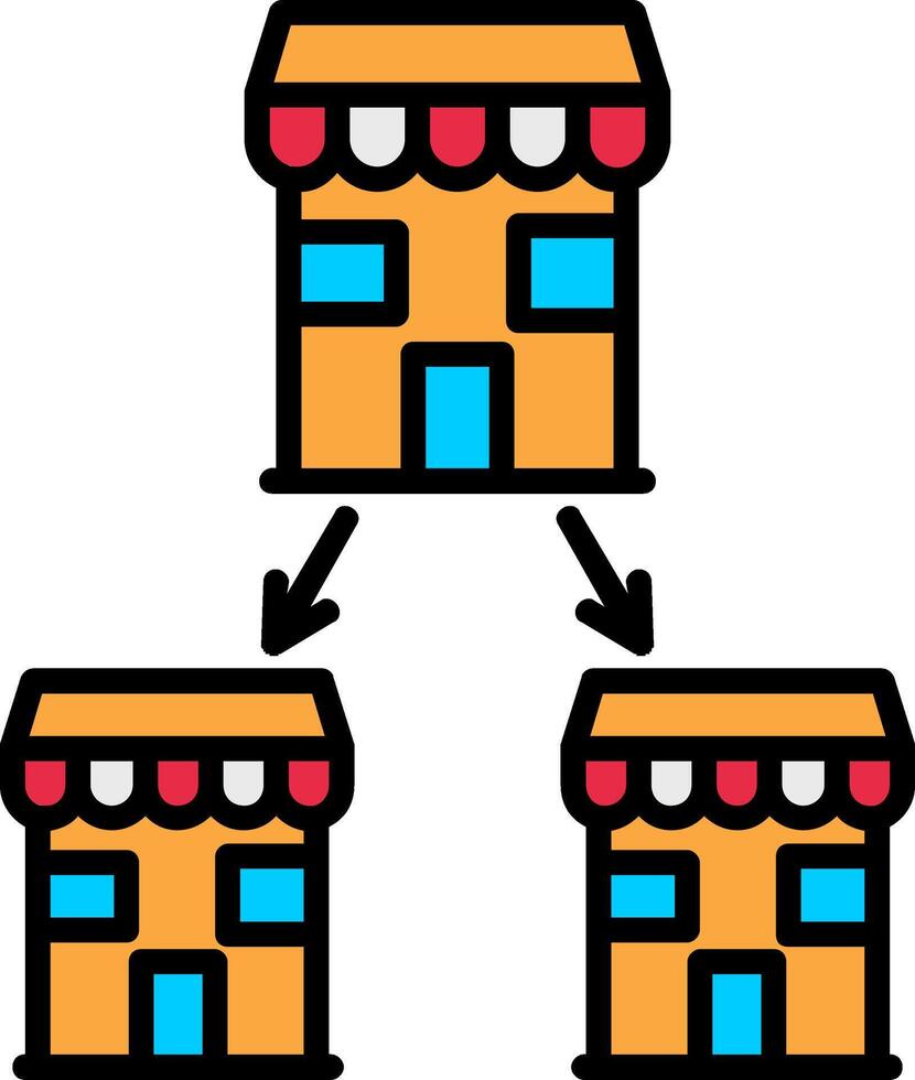 Chain Store Line Filled Icon vector