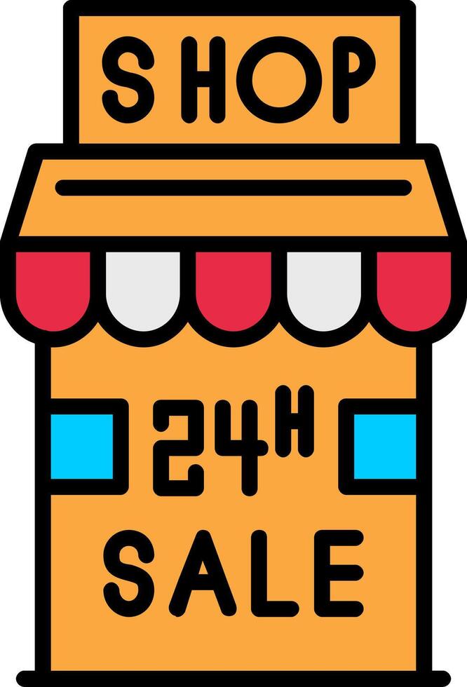 24 Hour Sale Line Filled Icon vector