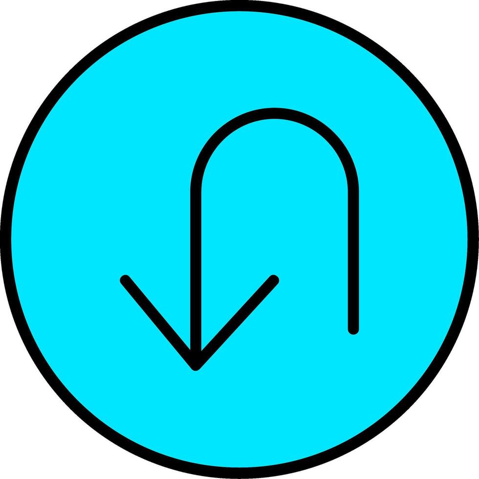 U Turn Line Filled Icon vector