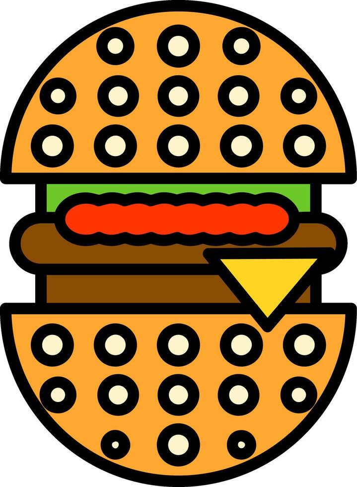 hamburguesa línea lleno icono vector