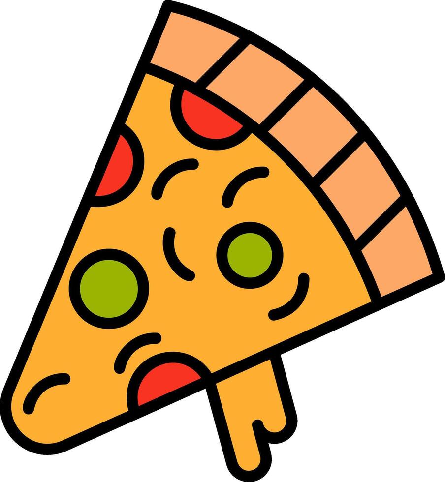 Pizza rebanada línea lleno icono vector