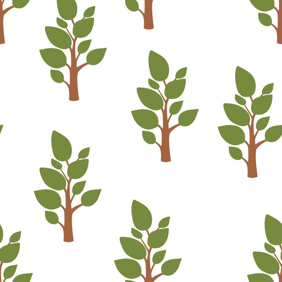 Seamless pattern with trees, trendy forest. vector