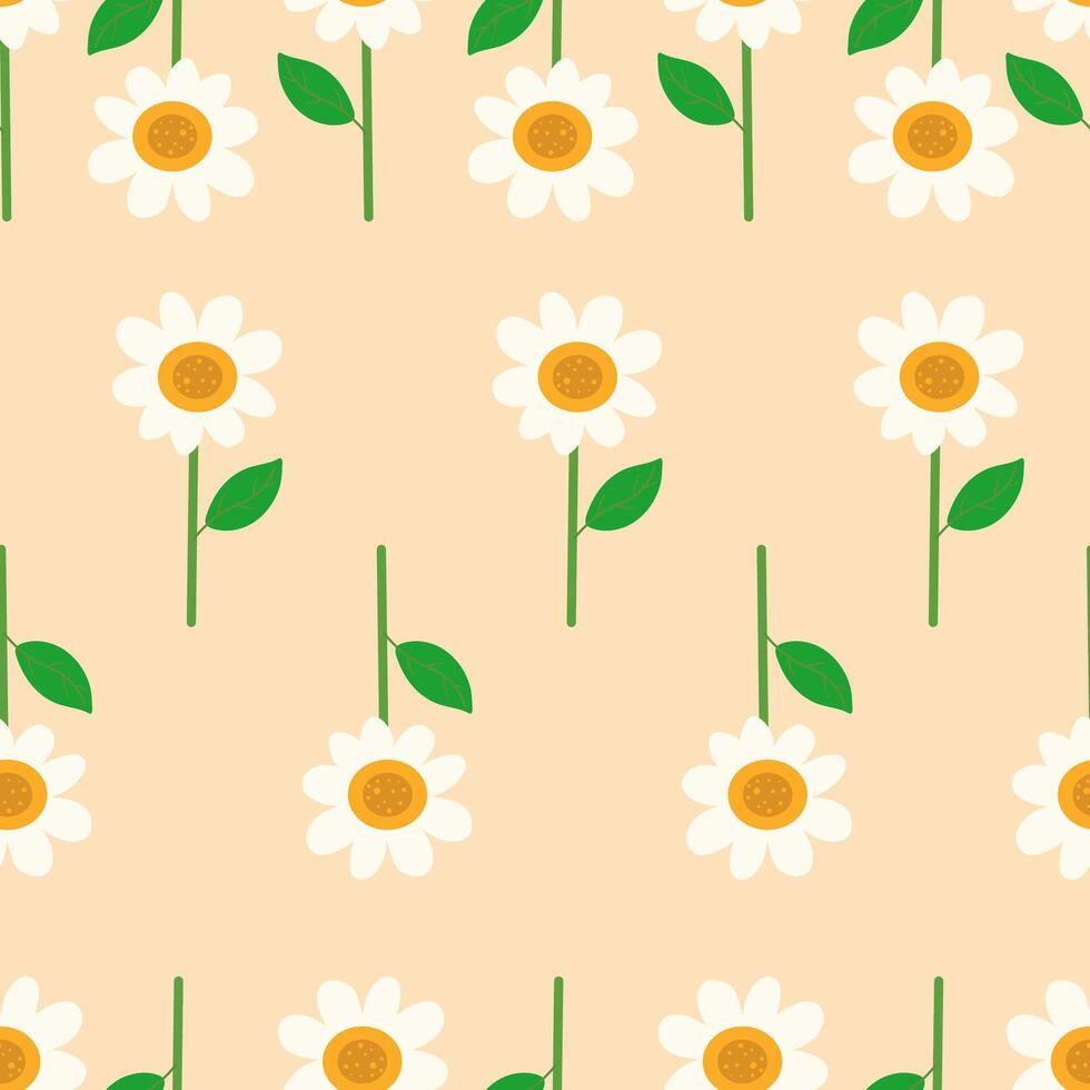 Cute daisies on a seamless spring background. Mother's day, birthday. Template for textile, wallpaper, packaging, cover vector