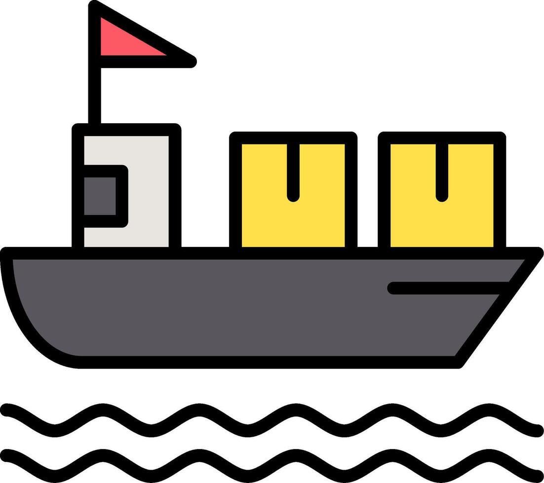 icono lleno de línea de barco vector