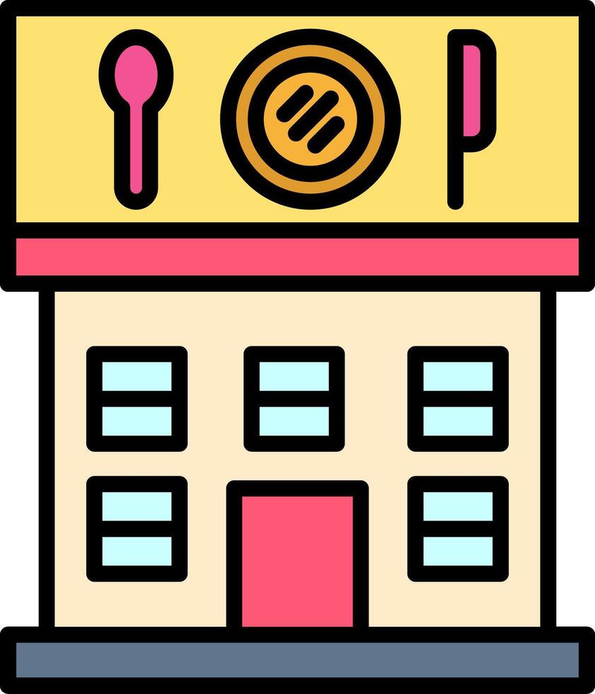 icono lleno de línea de restaurante vector