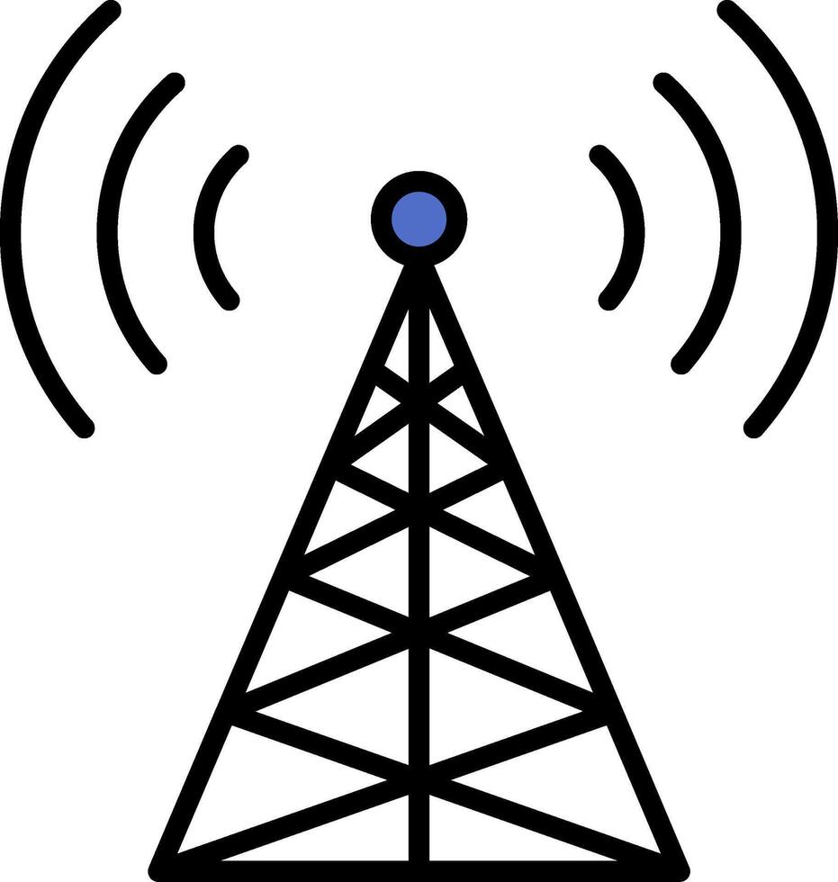 Radio Tower Line Filled Icon vector