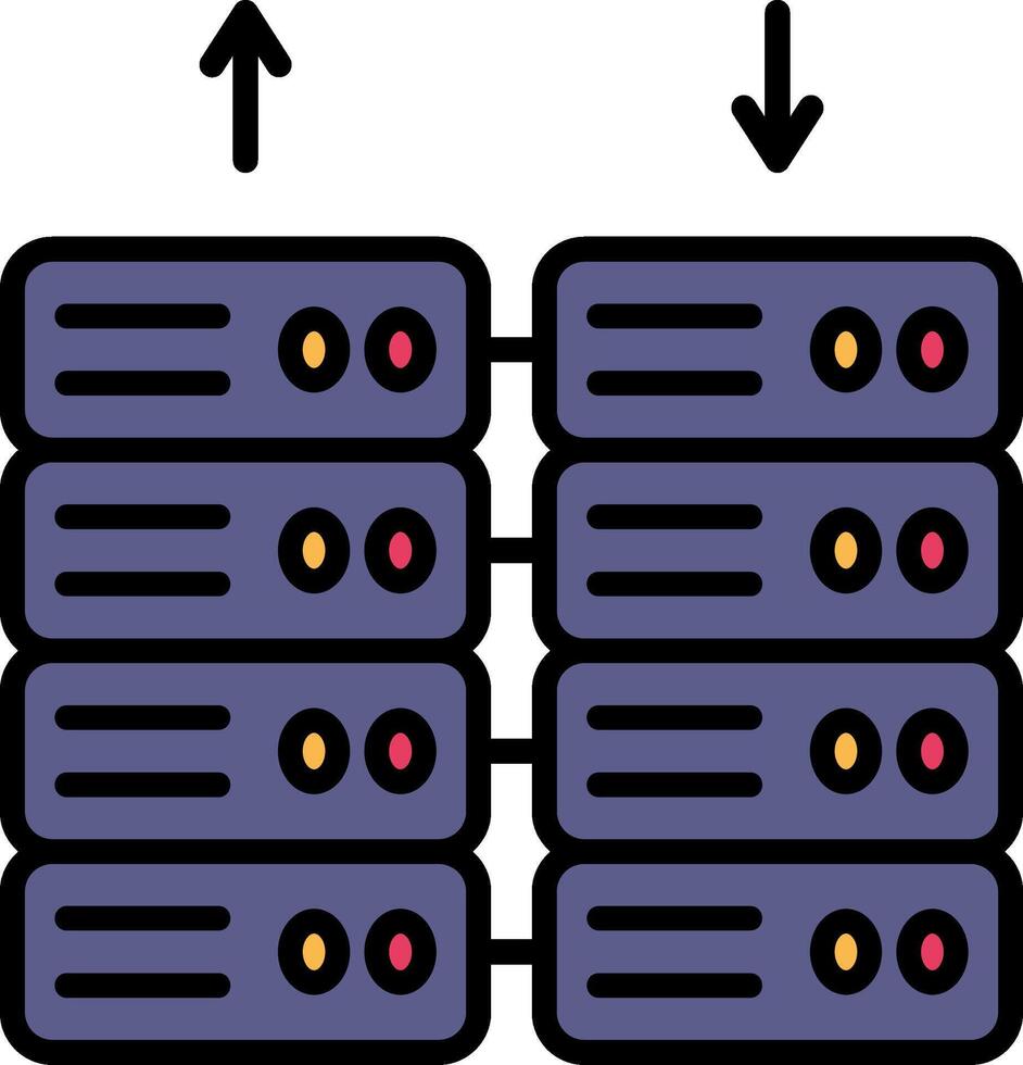 Data Center Line Filled Icon vector