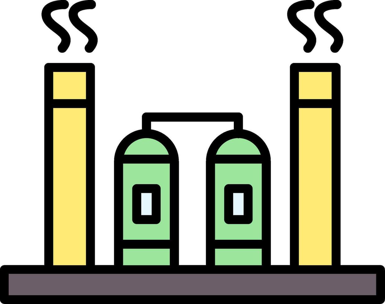 Oil Refininery Line Filled Icon vector