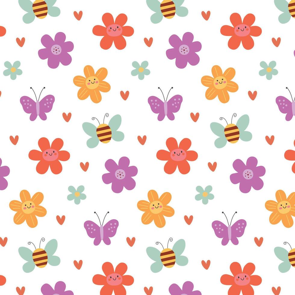 Spring floral seamless pattern on white. vector