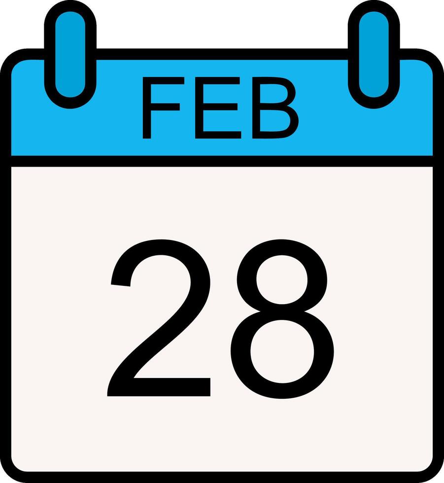 February Line Filled Icon vector