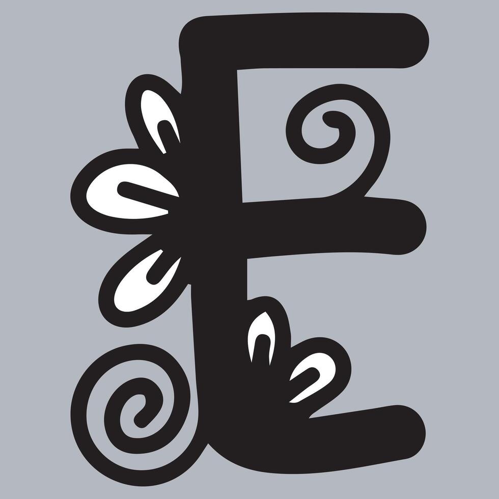 Alphabet E. Floral Ornamental Alphabet, Initial Letter E. Education and fun for kids. vector