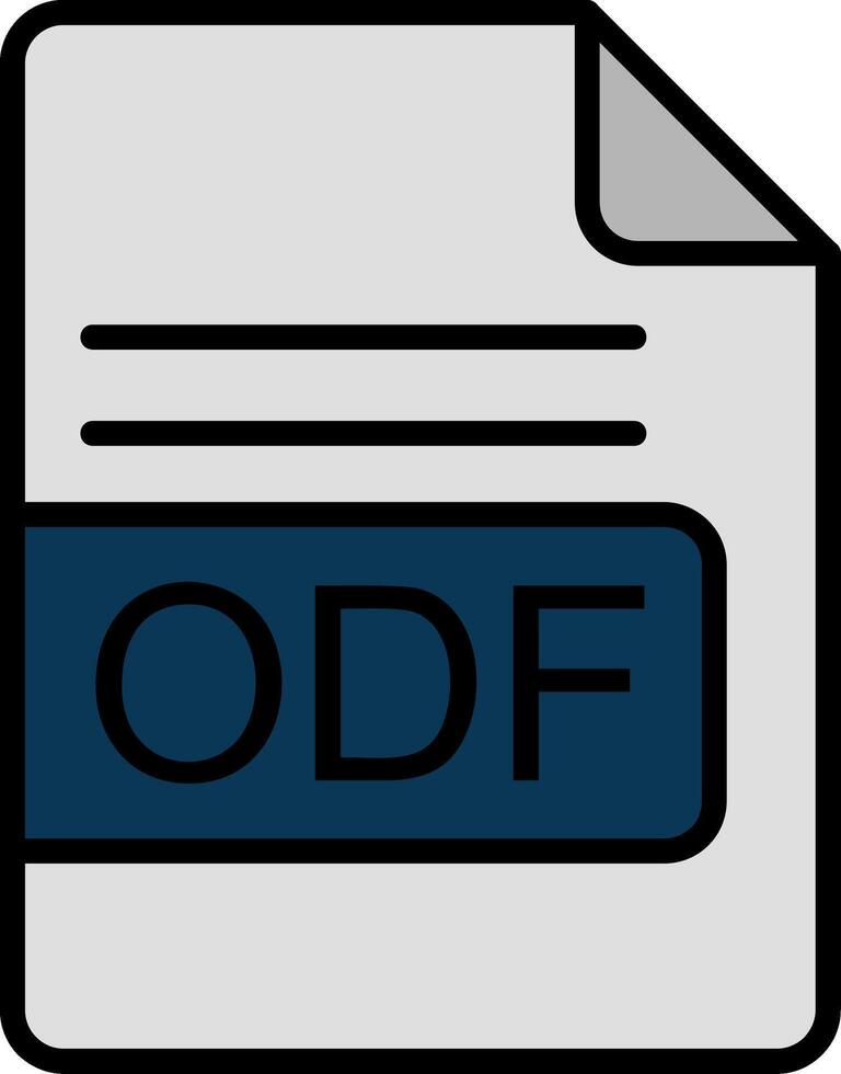 odf archivo formato línea lleno icono vector