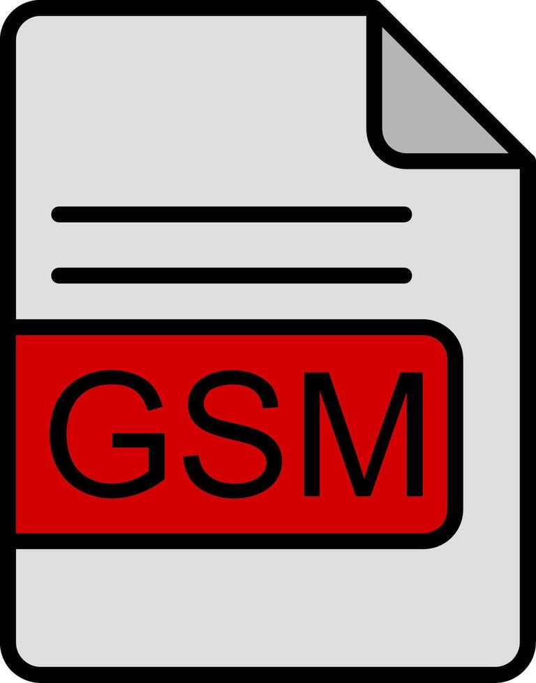 gsm archivo formato línea lleno icono vector