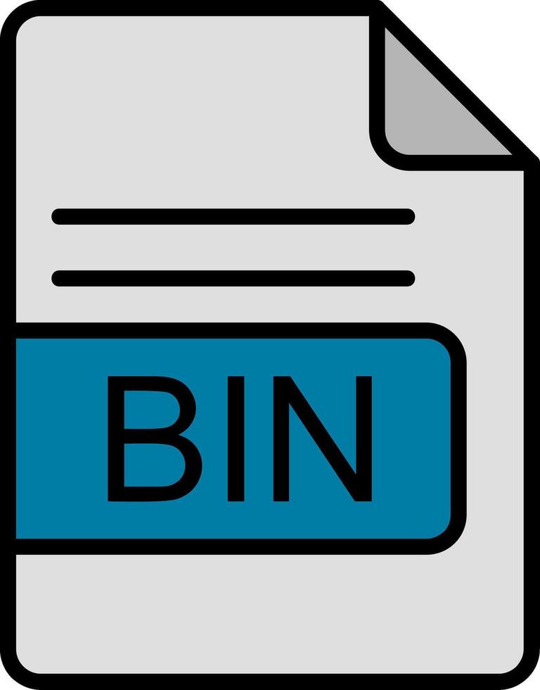 BIN File Format Line Filled Icon vector