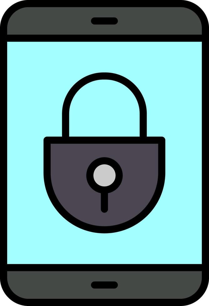 Mobile Security Line Filled Icon vector