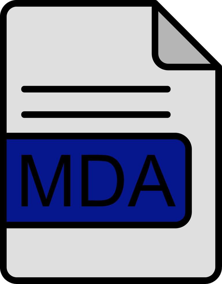 mda archivo formato línea lleno icono vector